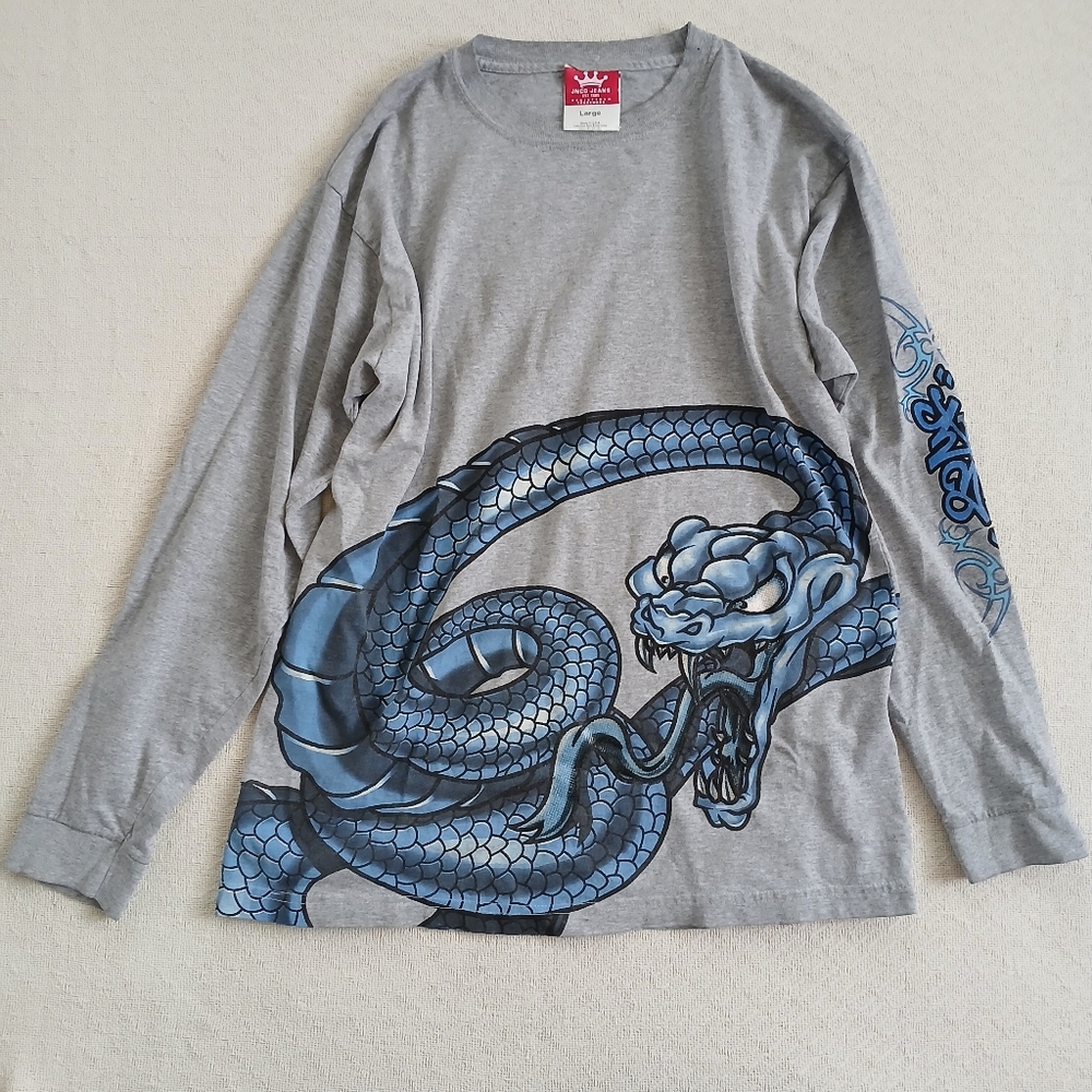 jnco vintage 90s snake wrap graphic shirt cyber grunge mall goth y2k skate large